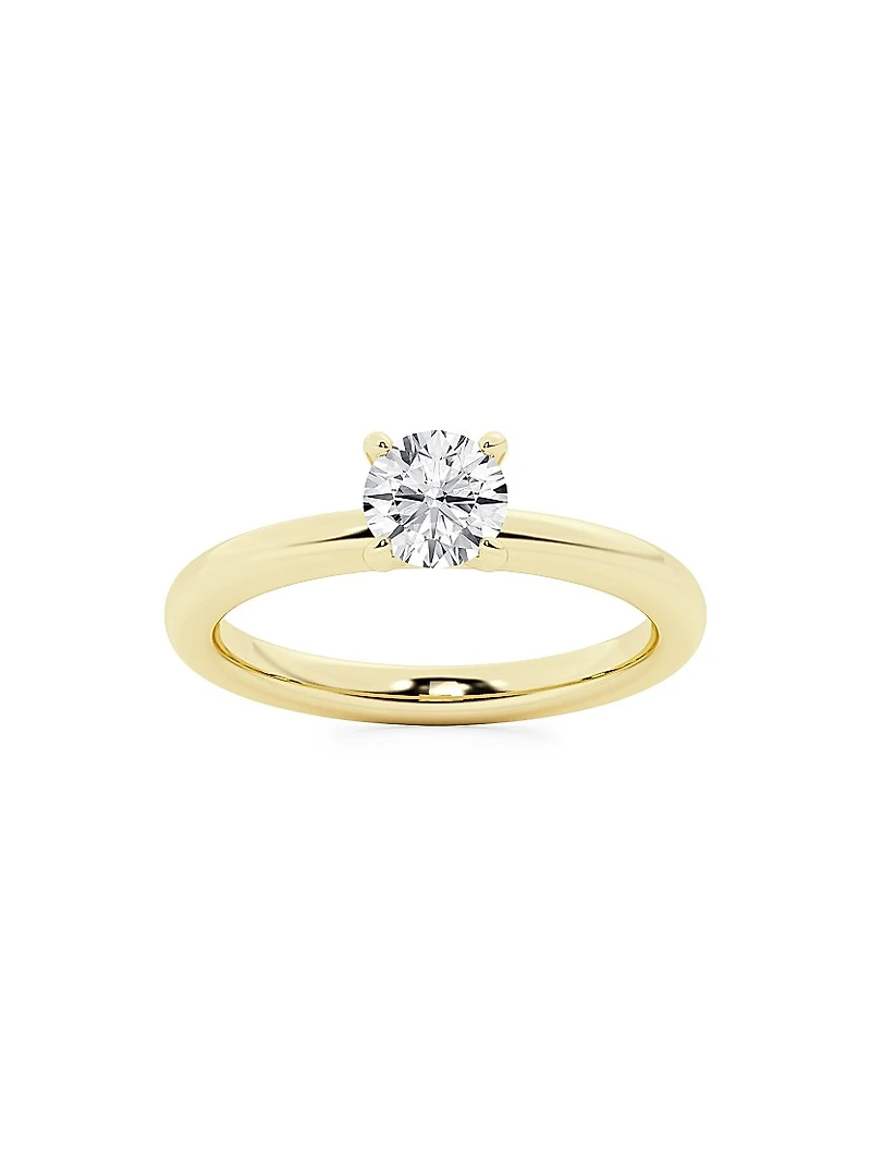 14K Gold & Round Natural Diamond Solitaire Ring/0.75-2.00 TCW