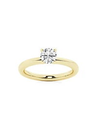 14K Gold & Round Natural Diamond Solitaire Ring/0.75-2.00 TCW