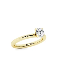 14K Gold & Round Natural Diamond Solitaire Ring/0.75-2.00 TCW