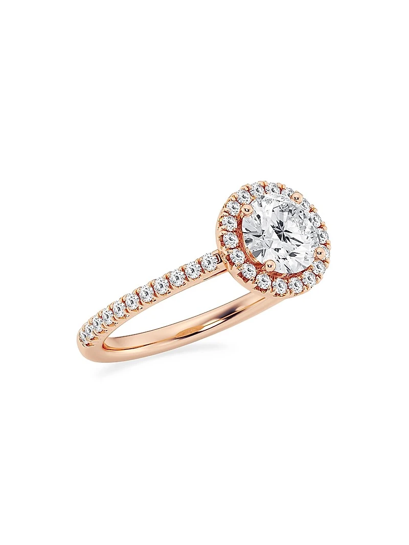 14K Gold & 1.30 TCW Natural Diamond Halo Ring