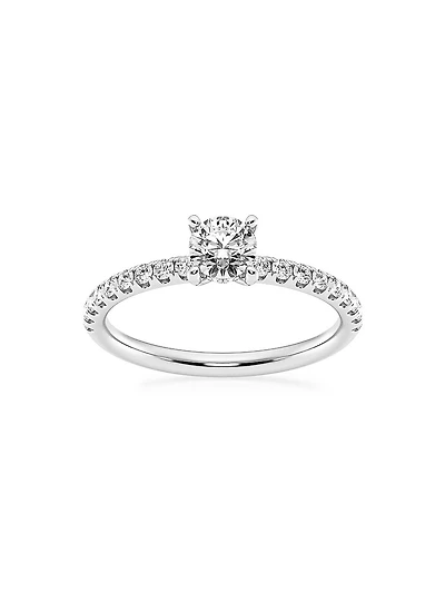 14K White Gold & Natural Diamond Hidden Halo Ring/0.80-1.33 TCW