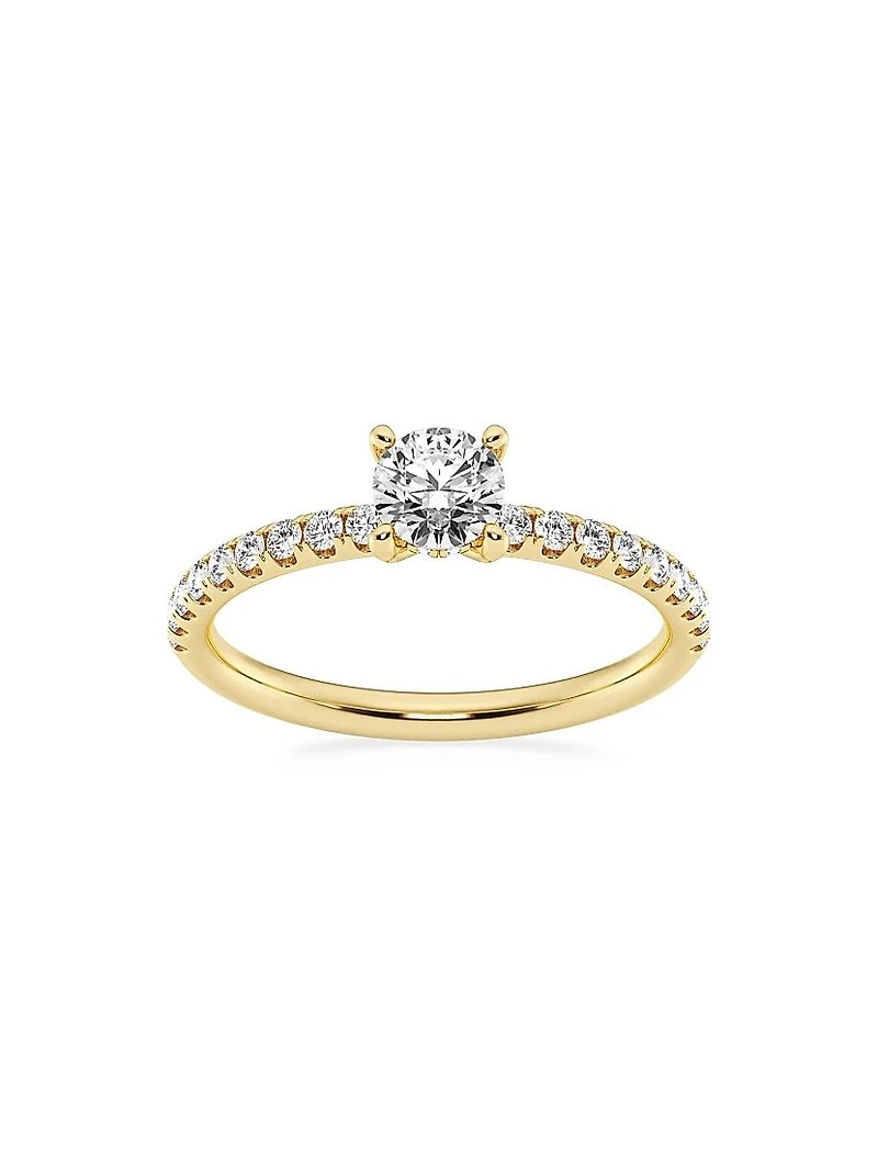 14K Yellow Gold & Natural Diamond Hidden Halo Ring/0.80-1.33 TCW