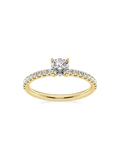 14K Yellow Gold & Natural Diamond Hidden Halo Ring/0.80-1.33 TCW