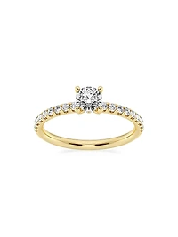 14K Yellow Gold & Natural Diamond Hidden Halo Ring/0.80-1.33 TCW