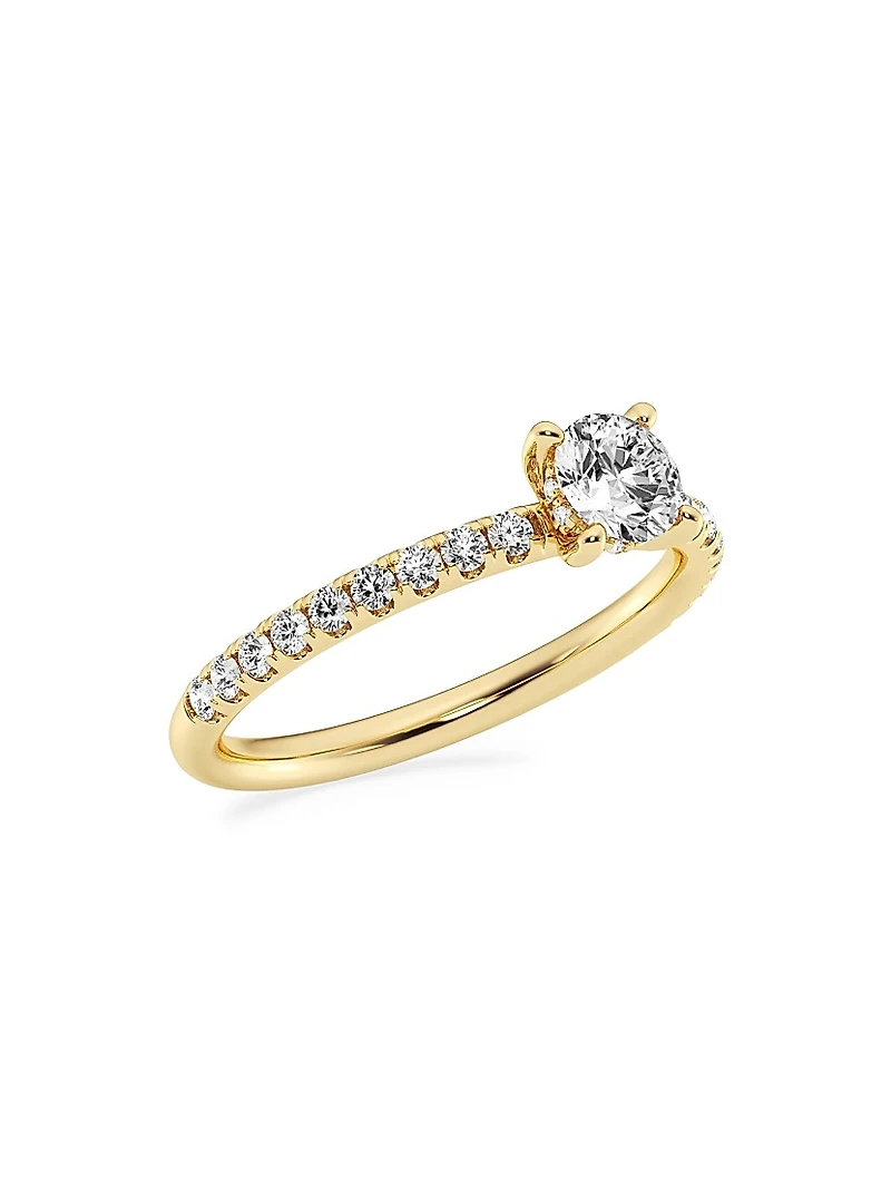 14K Yellow Gold & Natural Diamond Hidden Halo Ring/0.80-1.33 TCW