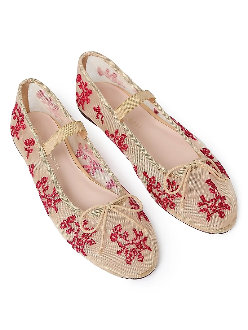 Leonie Topstitched Mesh Ballet Flats