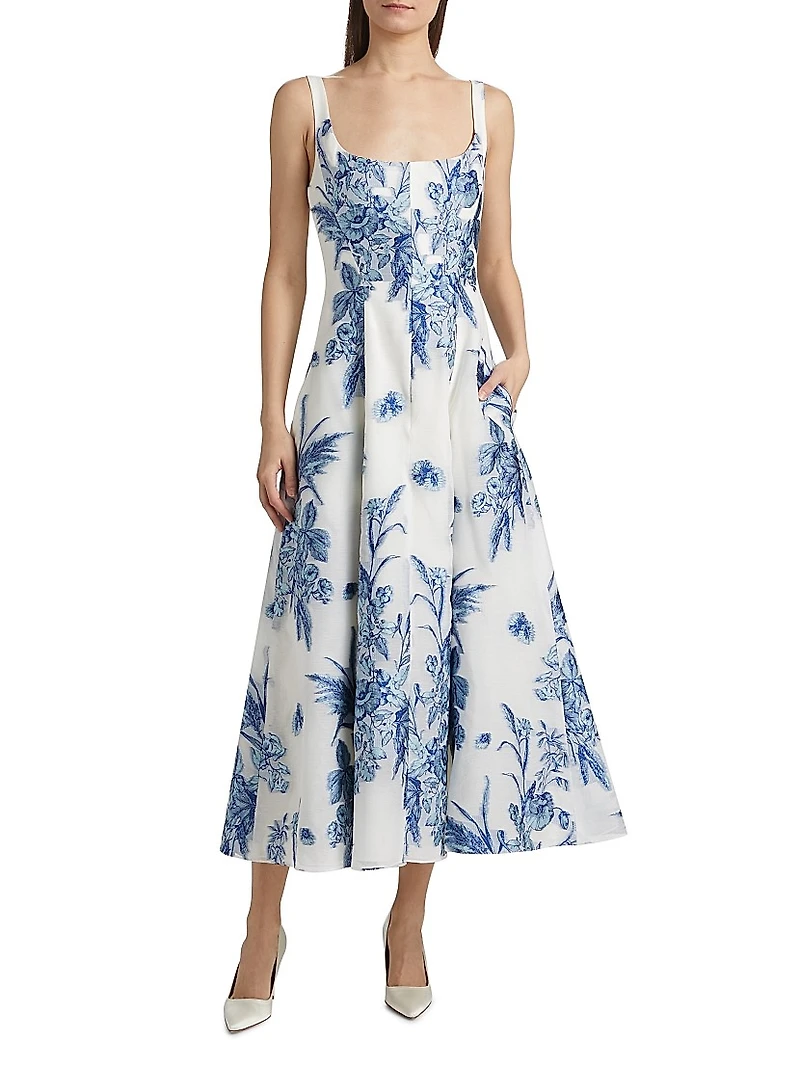 Floral Fil Coupe Midi-Dress