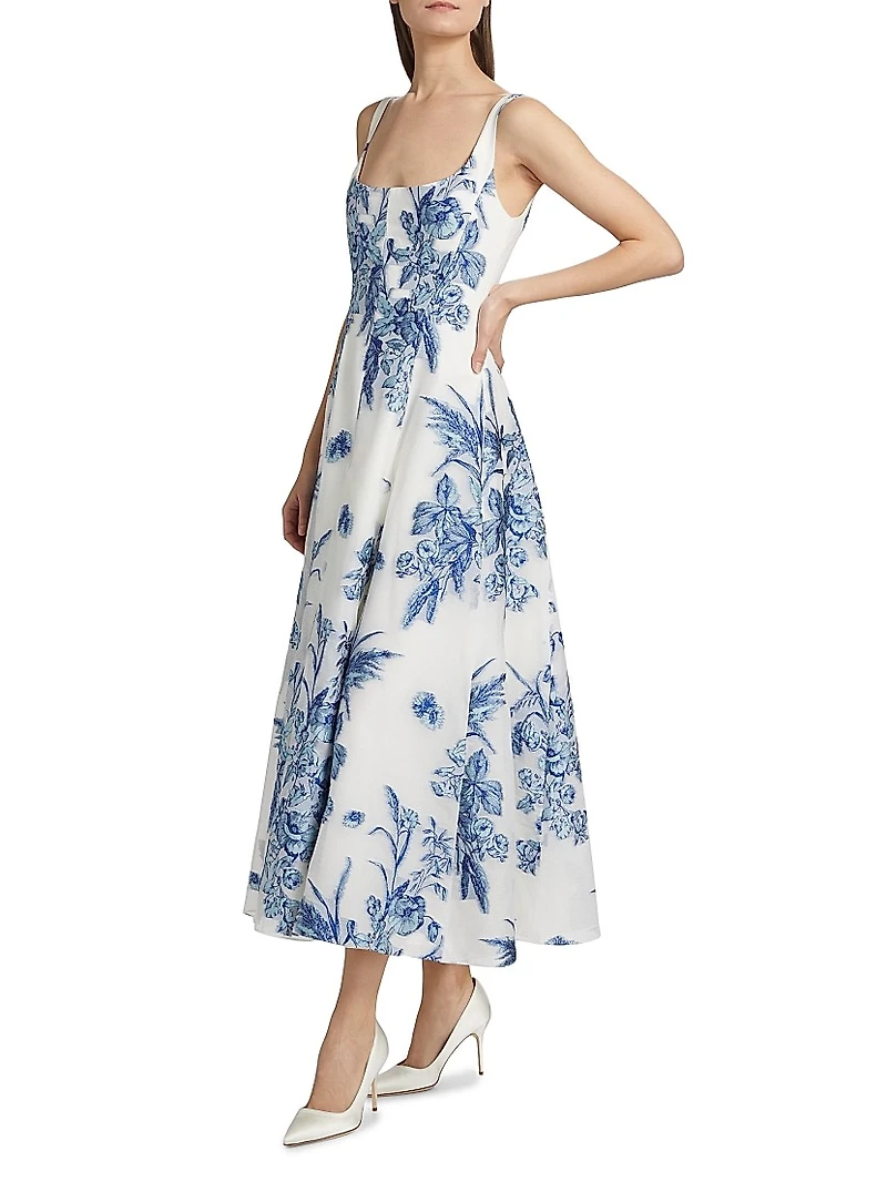 Floral Fil Coupe Midi-Dress