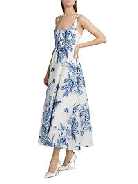 Floral Fil Coupe Midi-Dress