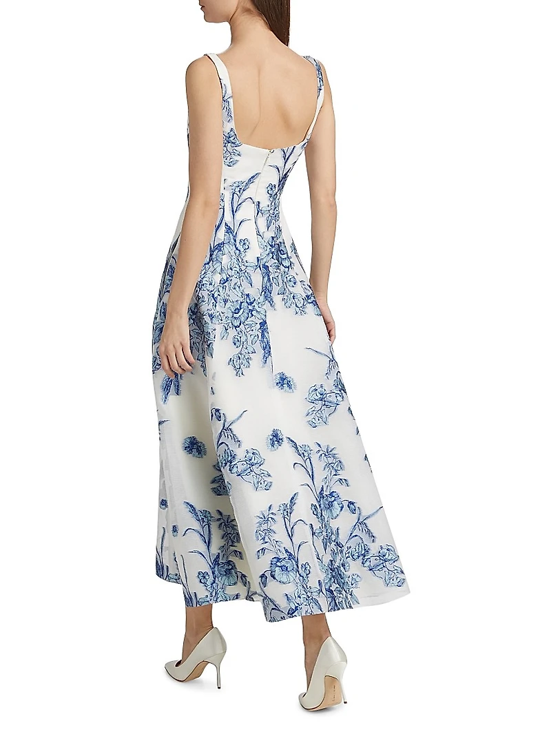 Floral Fil Coupe Midi-Dress