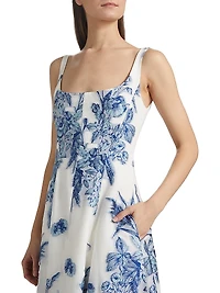 Floral Fil Coupe Midi-Dress