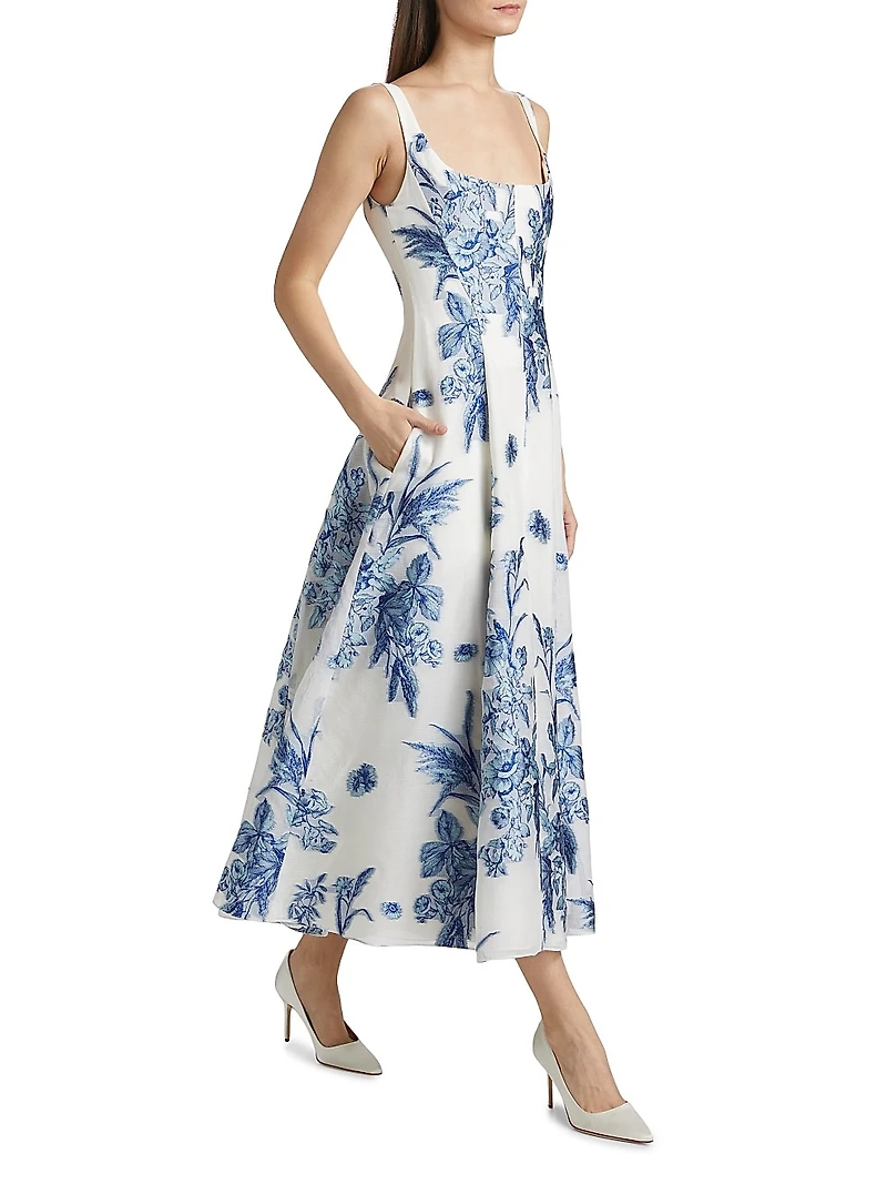 Floral Fil Coupe Midi-Dress