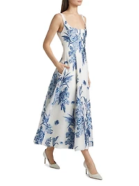 Floral Fil Coupe Midi-Dress