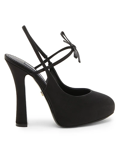 125MM Satin Slingback Platform Pumps