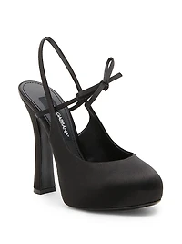 125MM Satin Slingback Platform Pumps