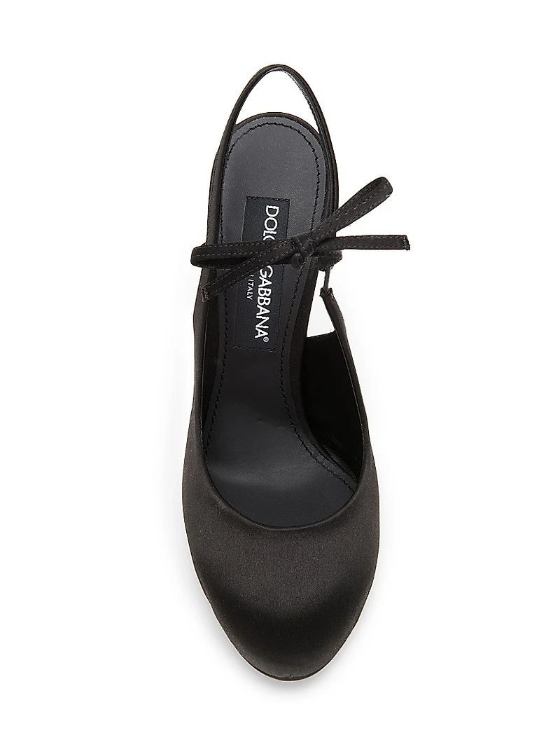 125MM Satin Slingback Platform Pumps