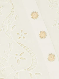 Lace Linen-Cotton Peplum Midi-Dress