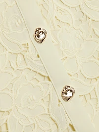 Guipure Lace Collared Midi-Dress