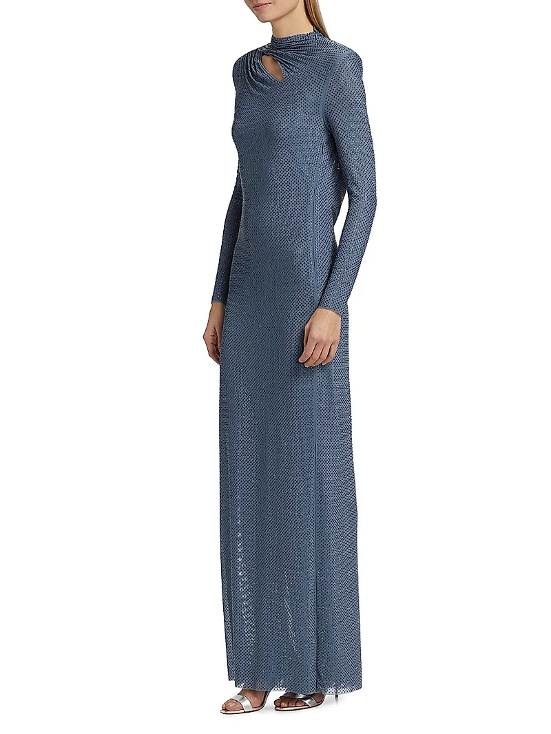 Rhinestone Gathered Gown