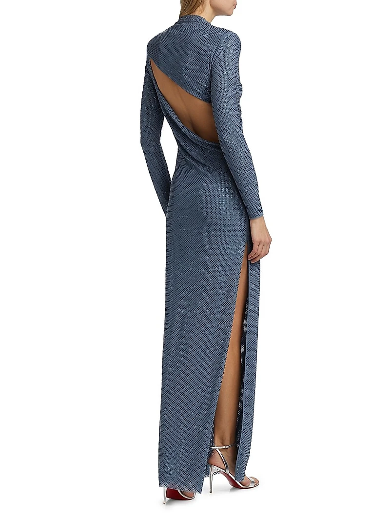 Rhinestone Gathered Gown