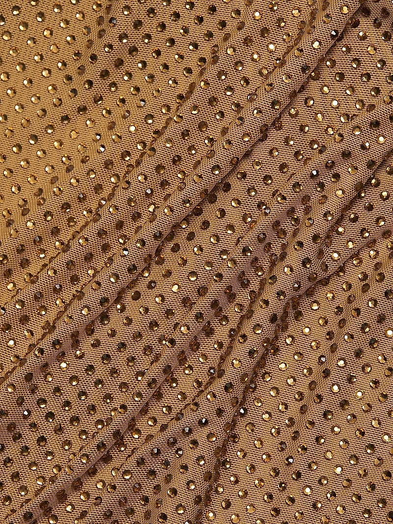 Rhinestone Gathered One-Shoulder Top