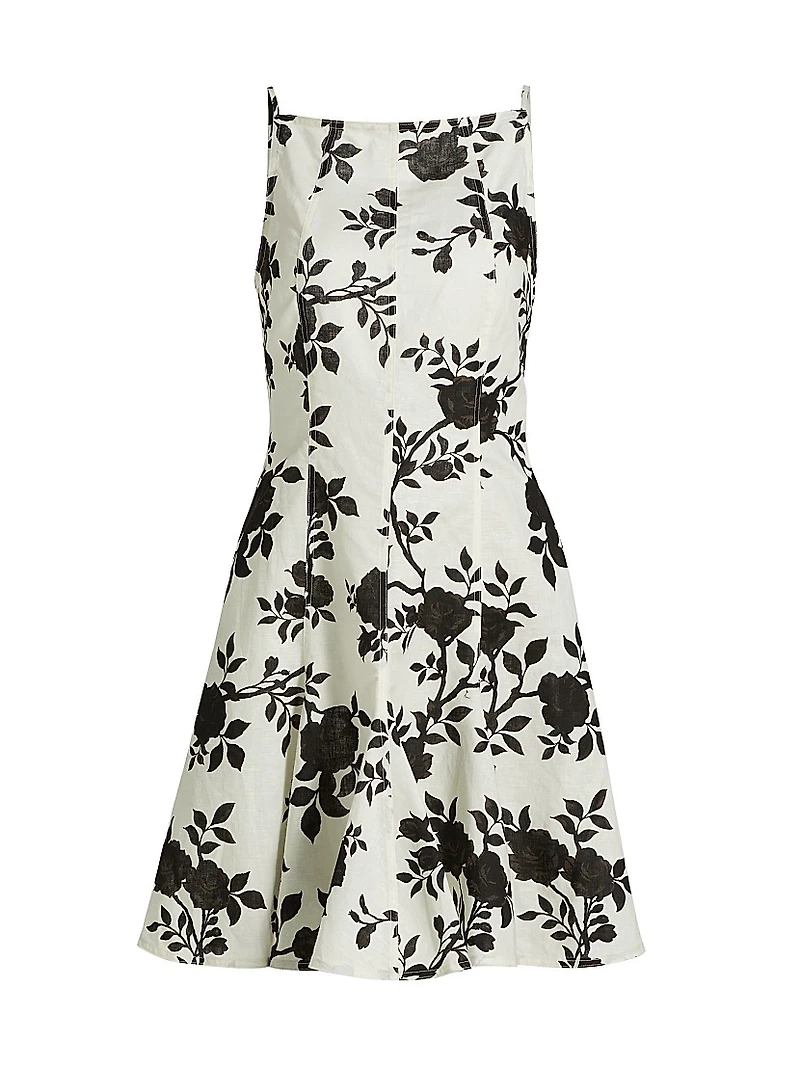 Floral Linen-Cotton Fit & Flare Dress
