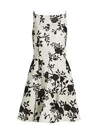 Floral Linen-Cotton Fit & Flare Dress