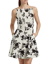 Floral Linen-Cotton Fit & Flare Dress
