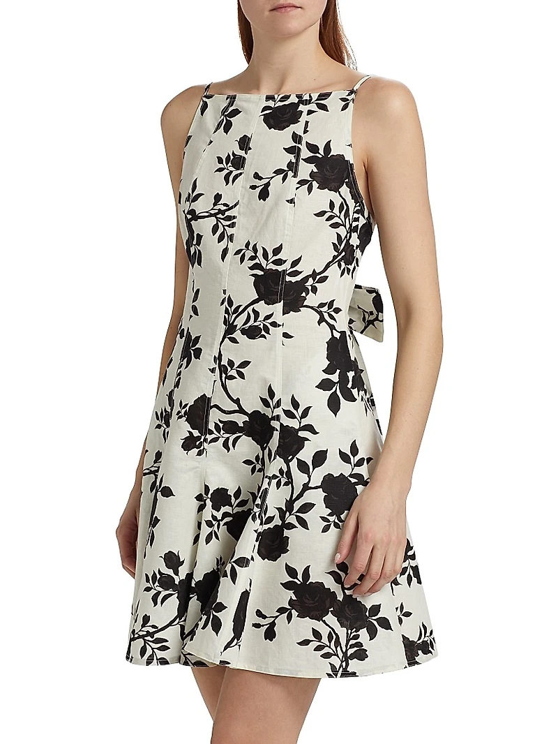 Floral Linen-Cotton Fit & Flare Dress