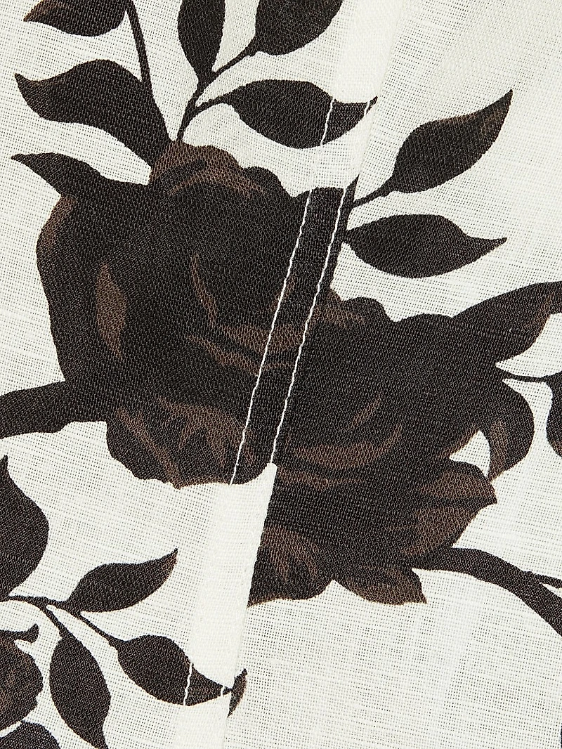 Floral Linen-Cotton Fit & Flare Dress