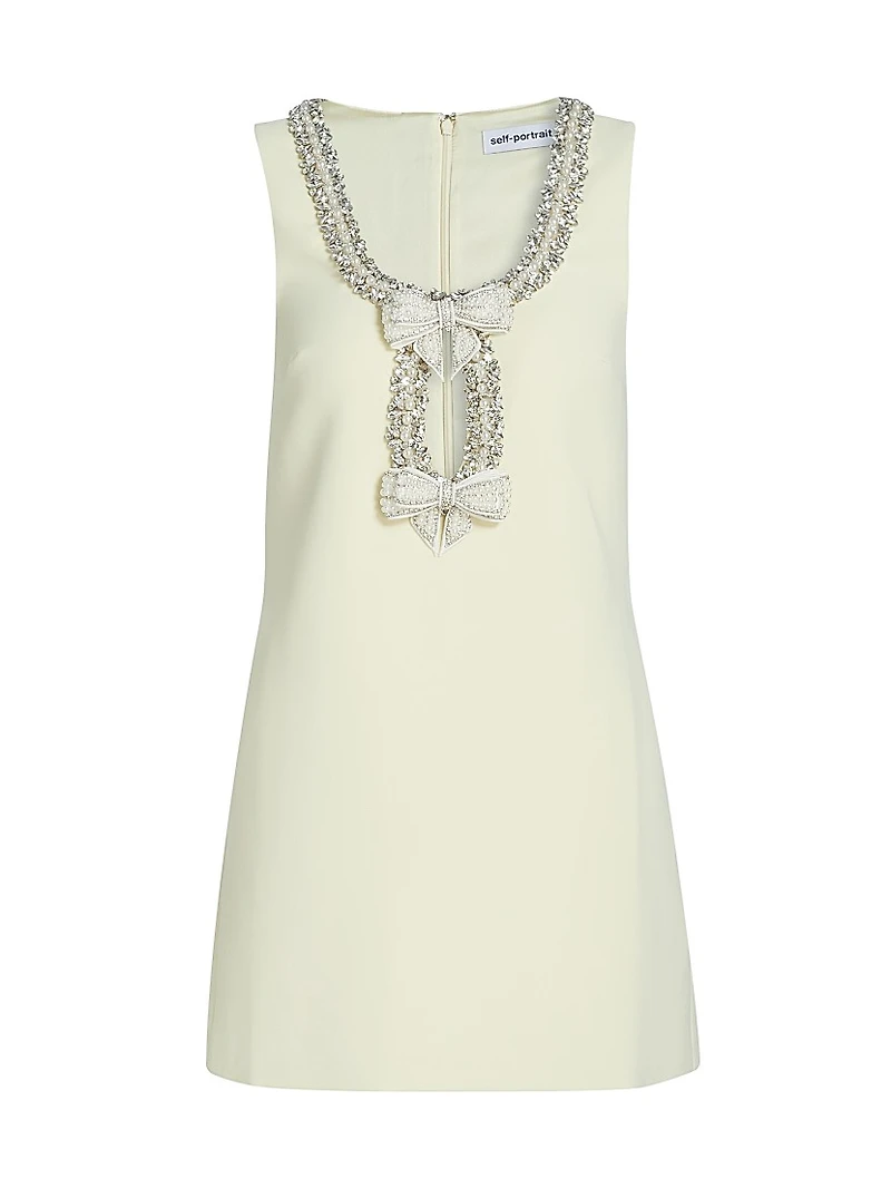 Embellished Crêpe Bow Minidress