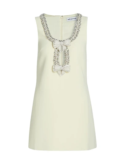 Embellished Crêpe Bow Minidress