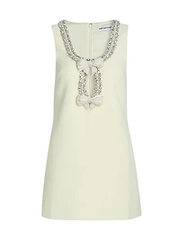 Embellished Crêpe Bow Minidress