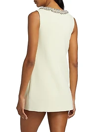 Embellished Crêpe Bow Minidress
