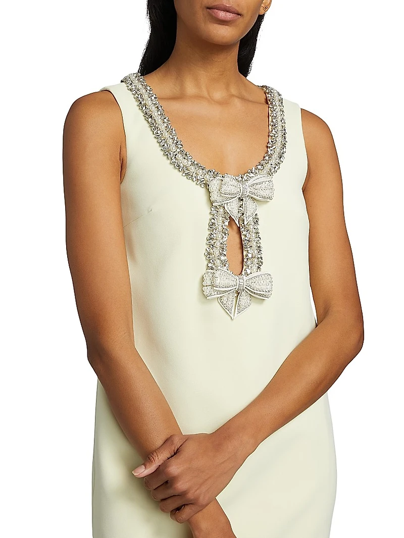 Embellished Crêpe Bow Minidress