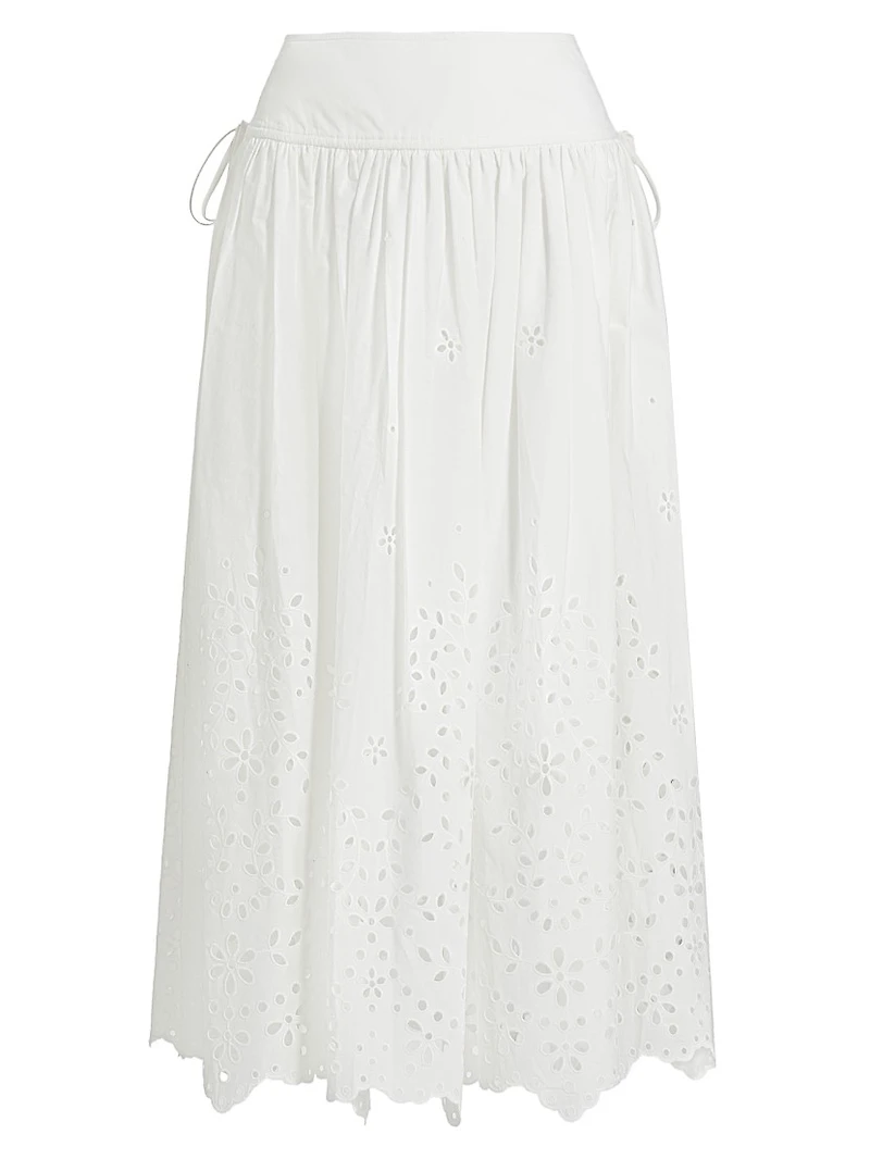 Cotton Embroidered Midi-Skirt