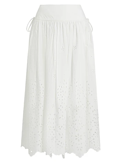 Cotton Embroidered Midi-Skirt