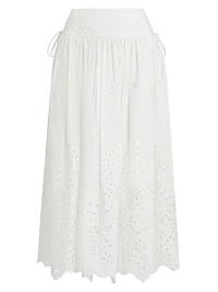 Cotton Embroidered Midi-Skirt