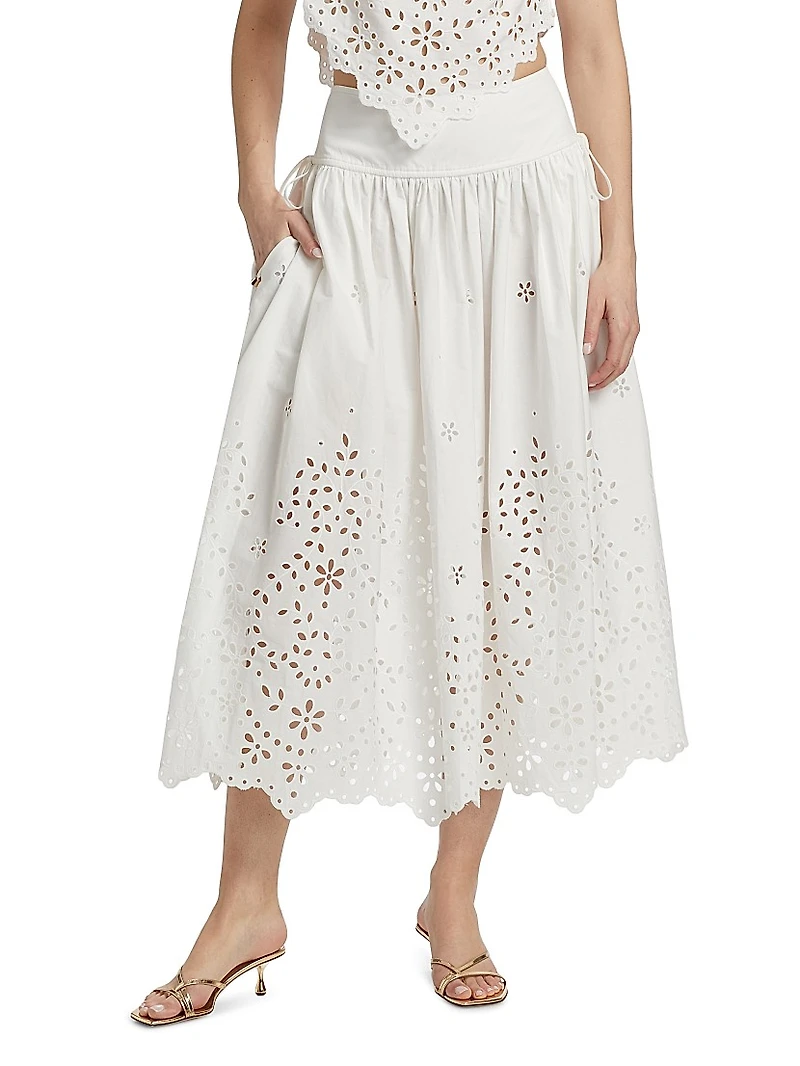 Cotton Embroidered Midi-Skirt
