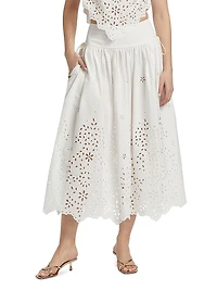 Cotton Embroidered Midi-Skirt