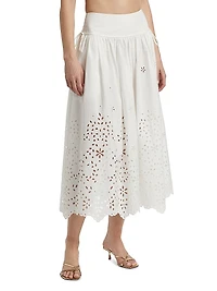 Cotton Embroidered Midi-Skirt