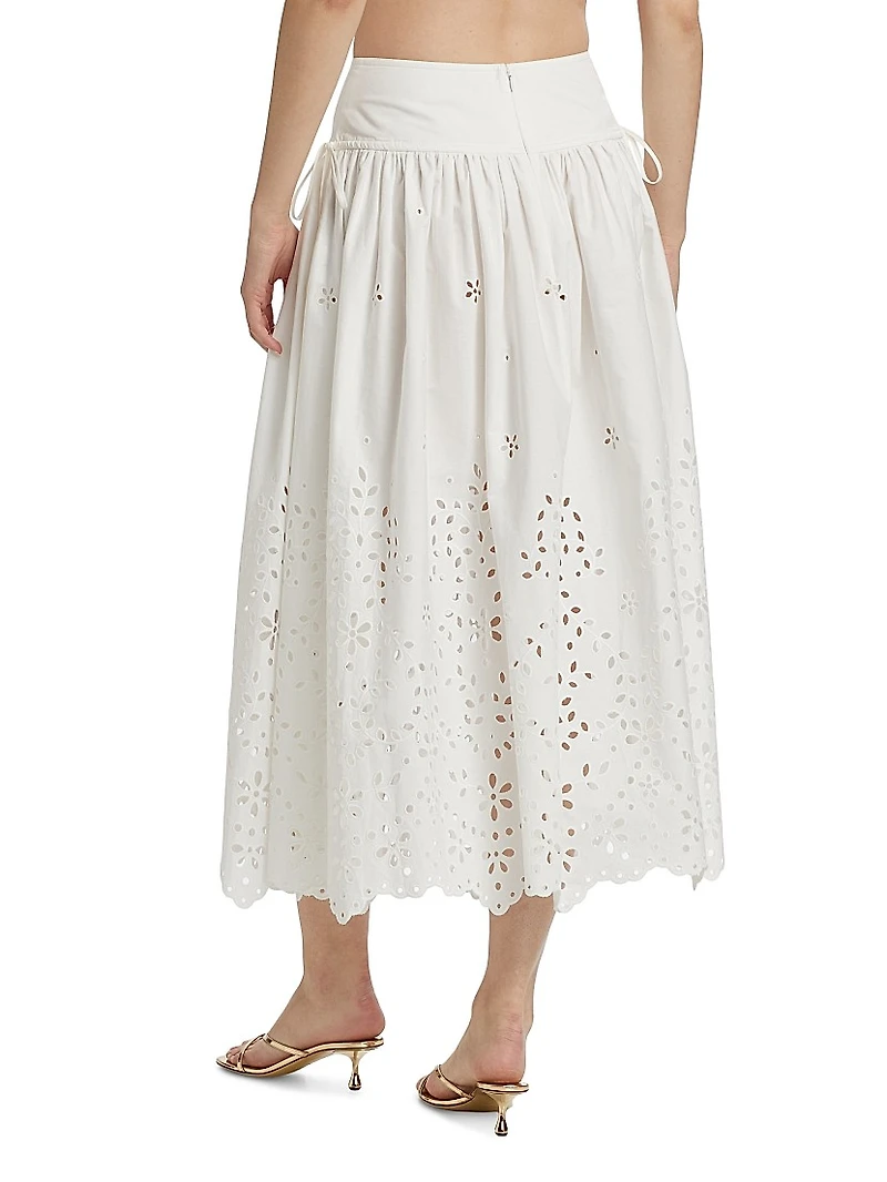 Cotton Embroidered Midi-Skirt