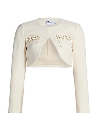 3D Sequin Crepe Cropped Jacket