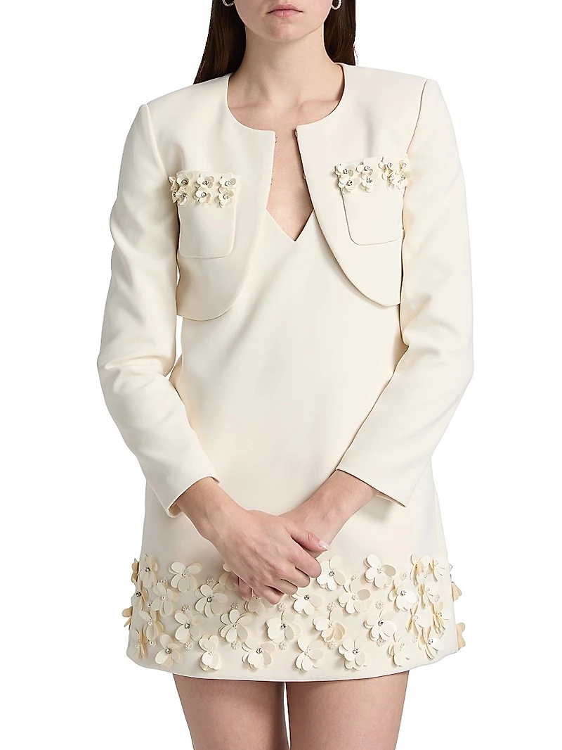 3D Sequin Crepe Cropped Jacket