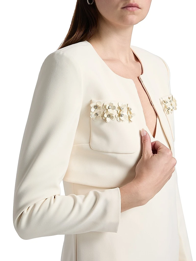 3D Sequin Crepe Cropped Jacket