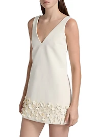 Floral Appliqué Crepe Minidress