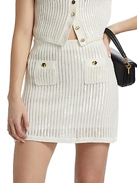 Cotton-Blend Rib-knit Miniskirt