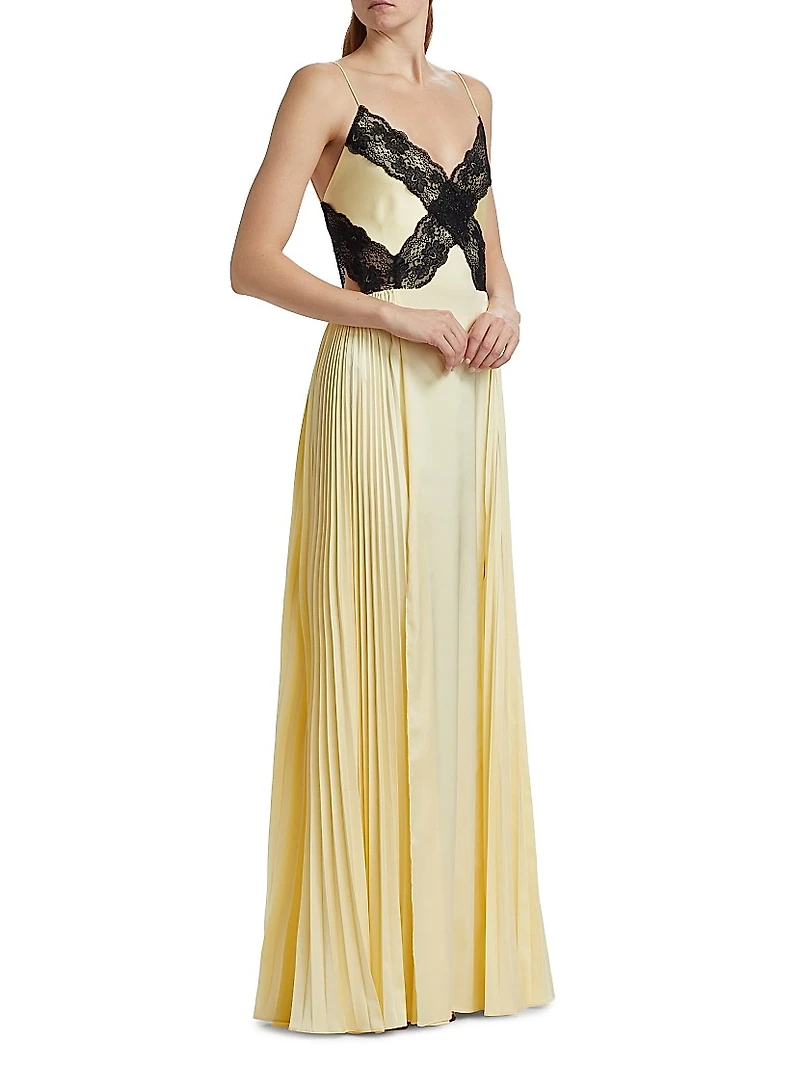 Satin Lace Maxi Dress