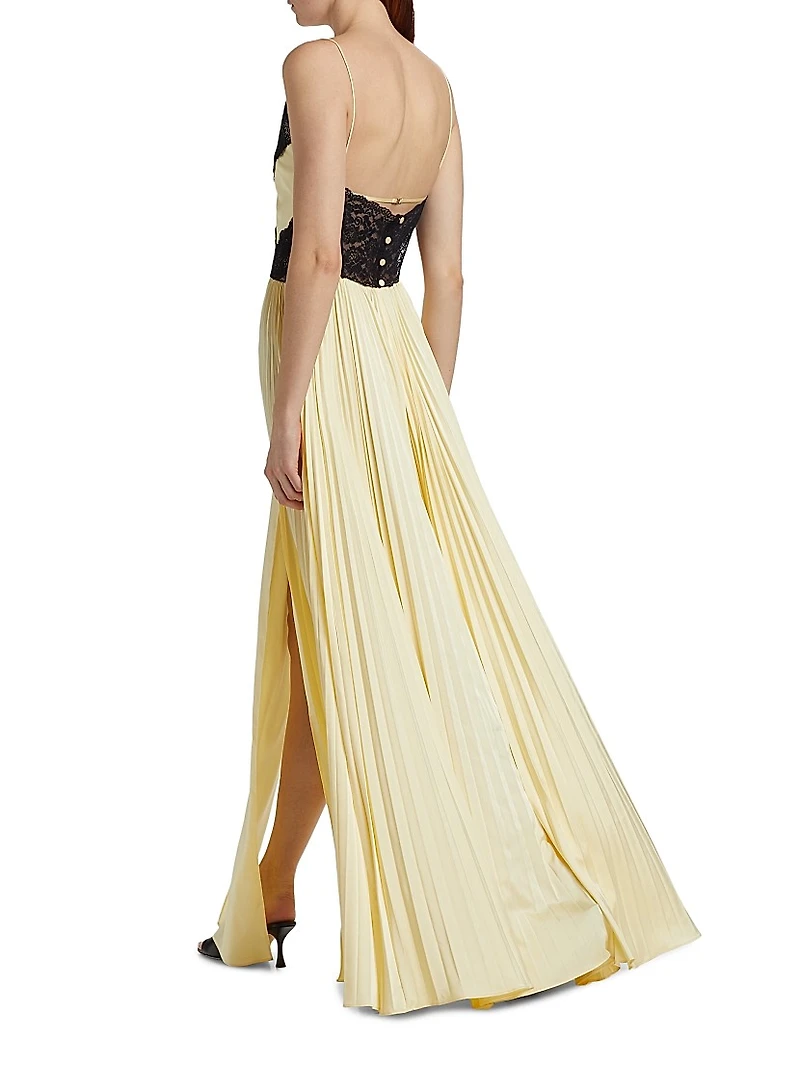 Satin Lace Maxi Dress
