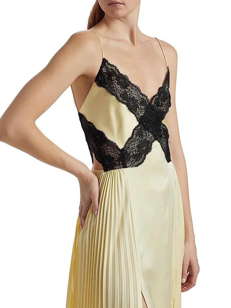 Satin Lace Maxi Dress